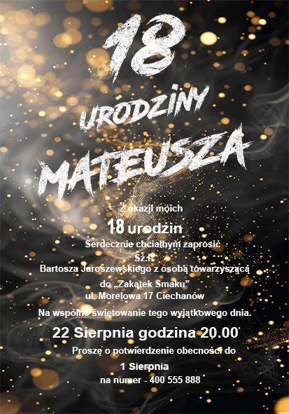 Zaproszenia na osiemnastkę motywy dymne 2